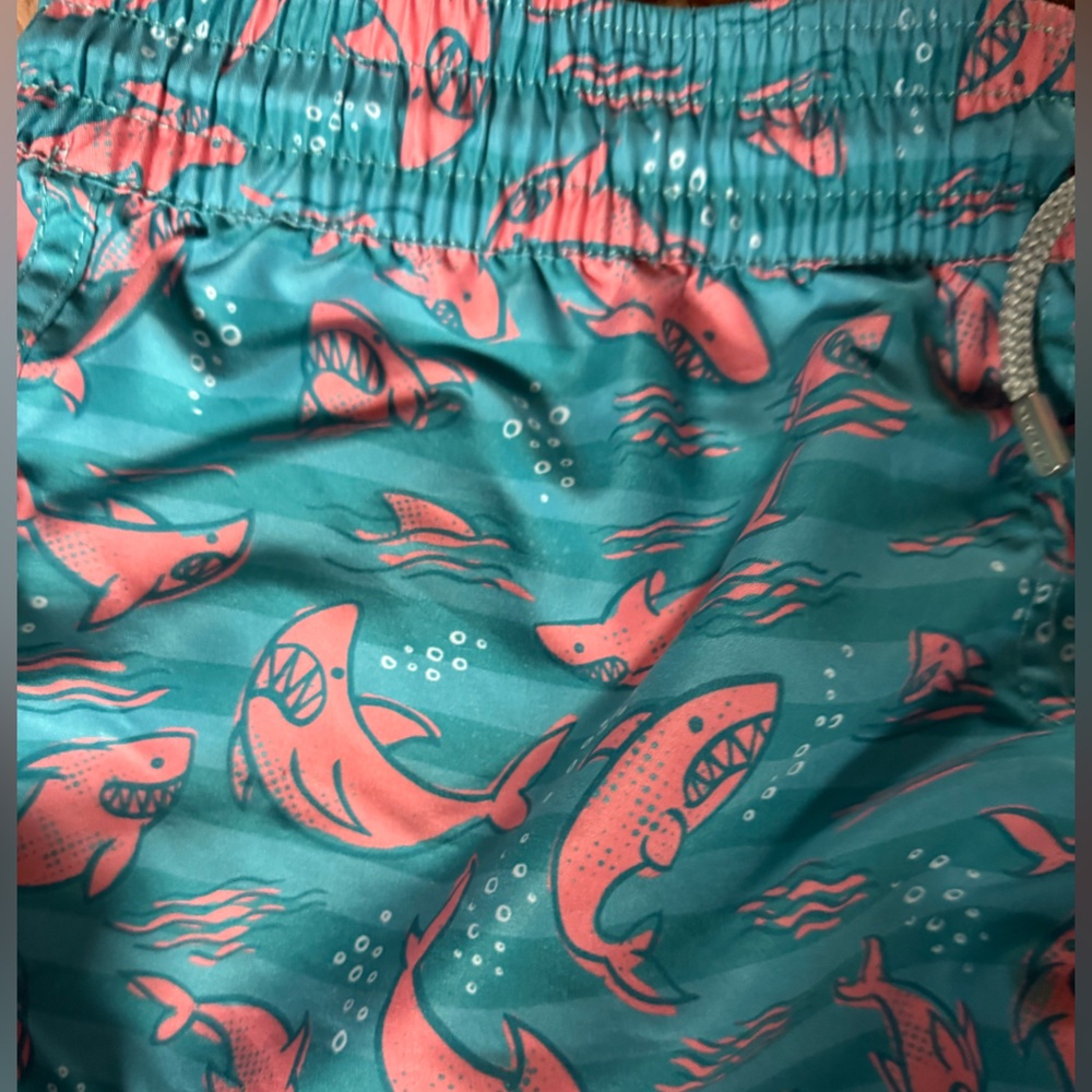 Women’s 2.5 inch Surfcuz Teal and Pink Shark Swim Shorts - Picture 6 of 8